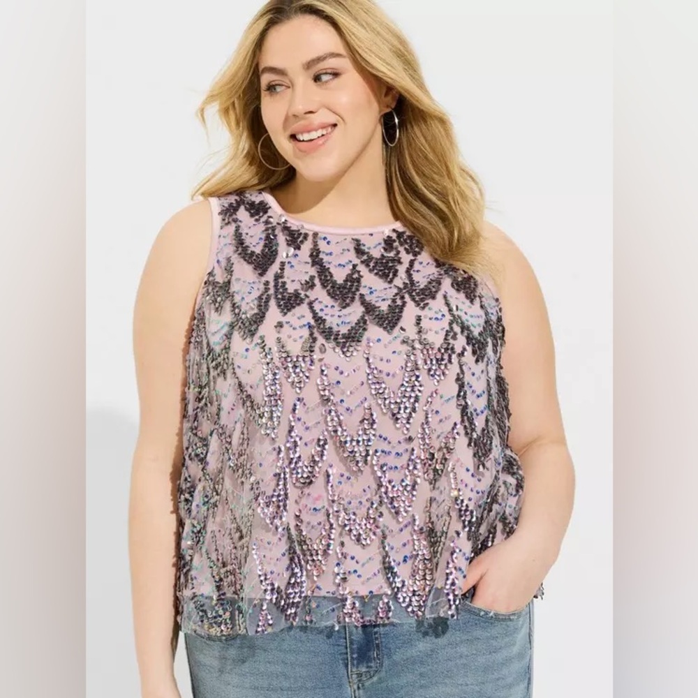 Torrid - Iridescent Sequined Shell Crop Top